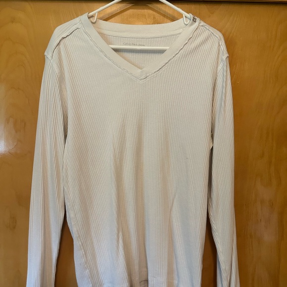 Calvin Klein V-Neck Ribbed Sweater - Picture 1 of 2